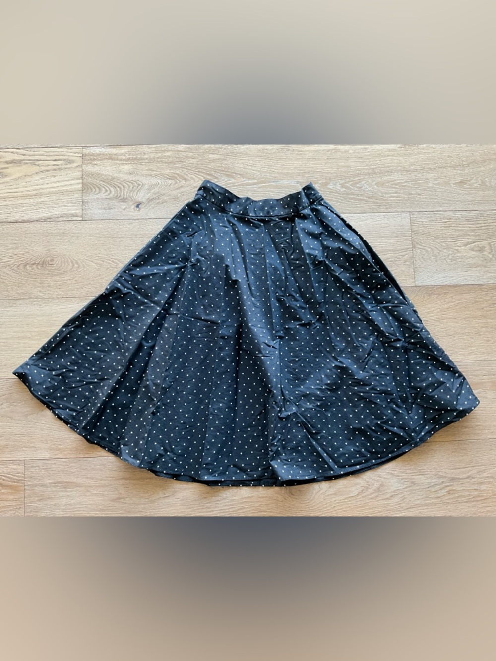 Uniqlo Black Skirt with White Polka Dots